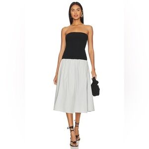 WeWoreWhat Ribbed Cotton Midi Dress in Black & Mist